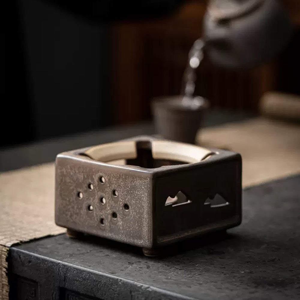 Wax melt Warmer: Black Green Aromatherapy Oil Diffuser gift set, Wax melt Burner Mudhandceramic