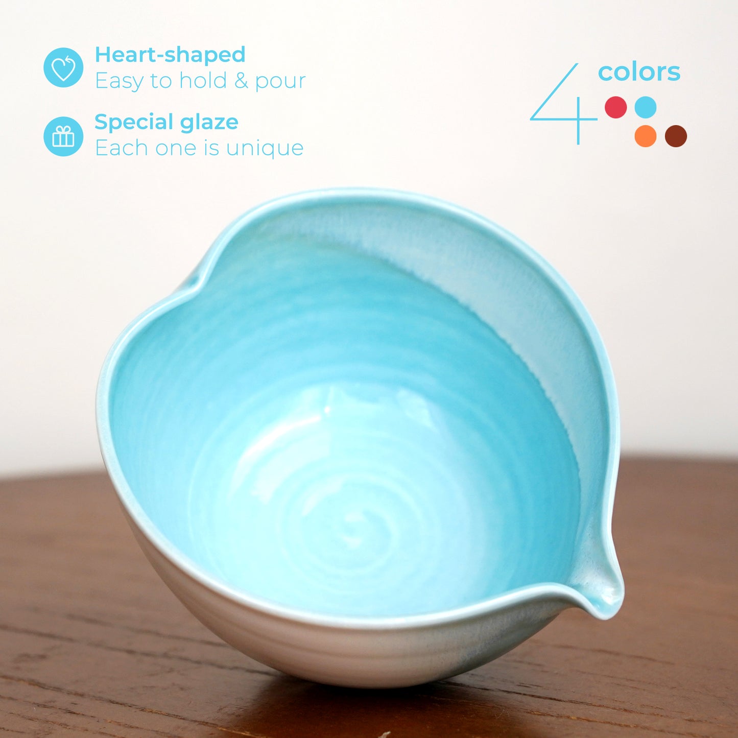 Blue heart shaped Matcha bowl Set