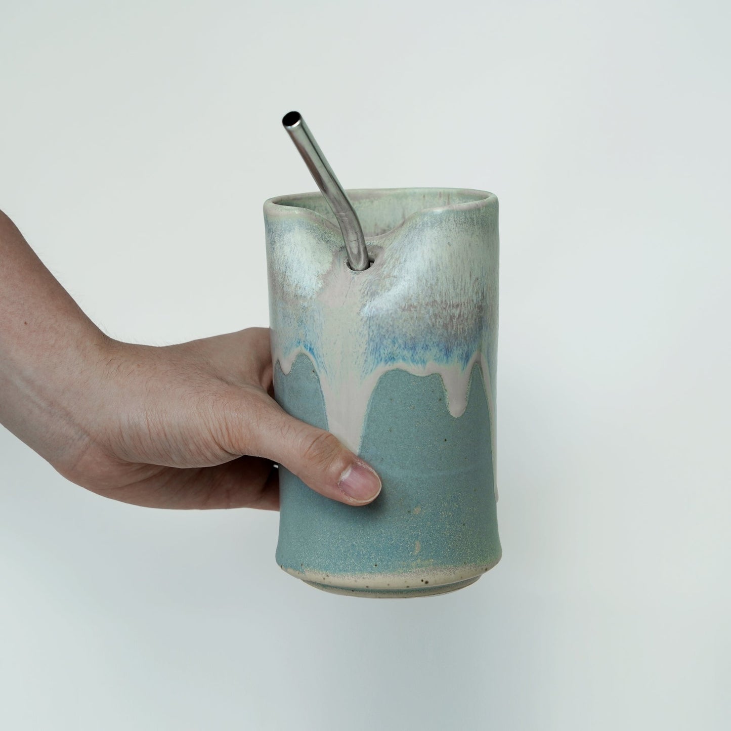 18oz Ceramic iced coffee Cup With Straw, iced Coffee Cocktail Cup Mudhandceramics