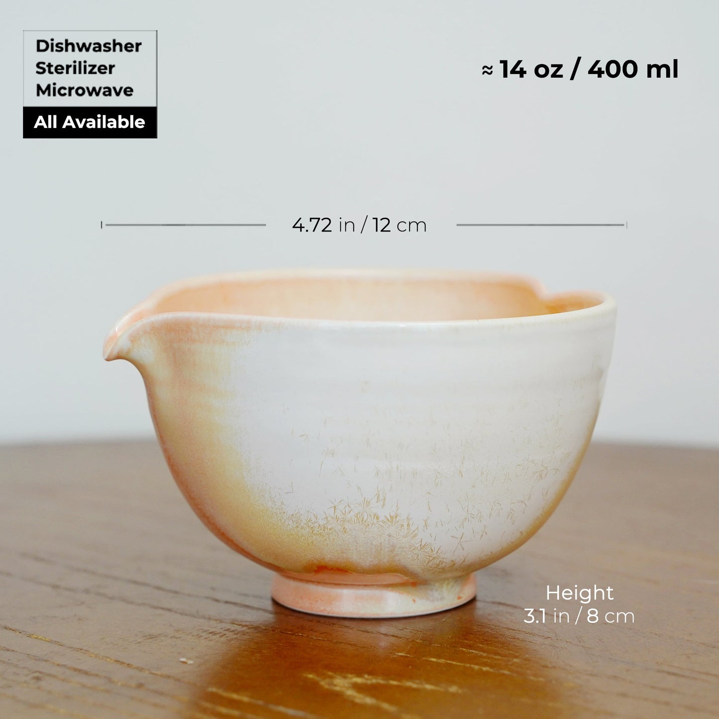 Orange Heart Shaped Matcha Bowl Set Mudhandceramic