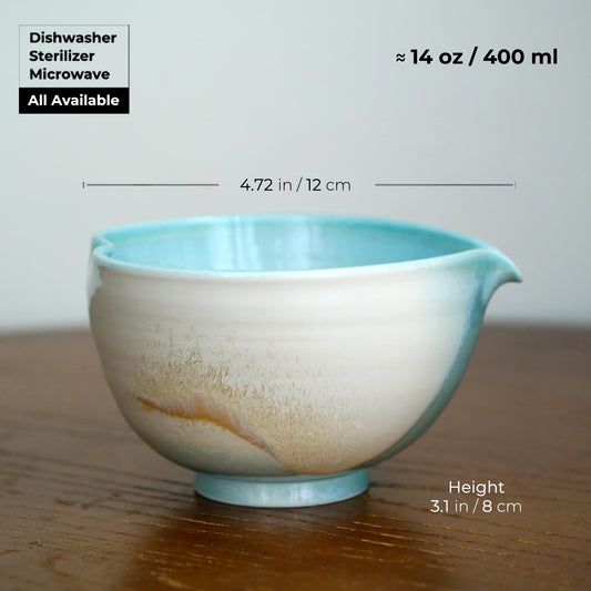 Blue heart shaped Matcha bowl Set Mudhandceramic