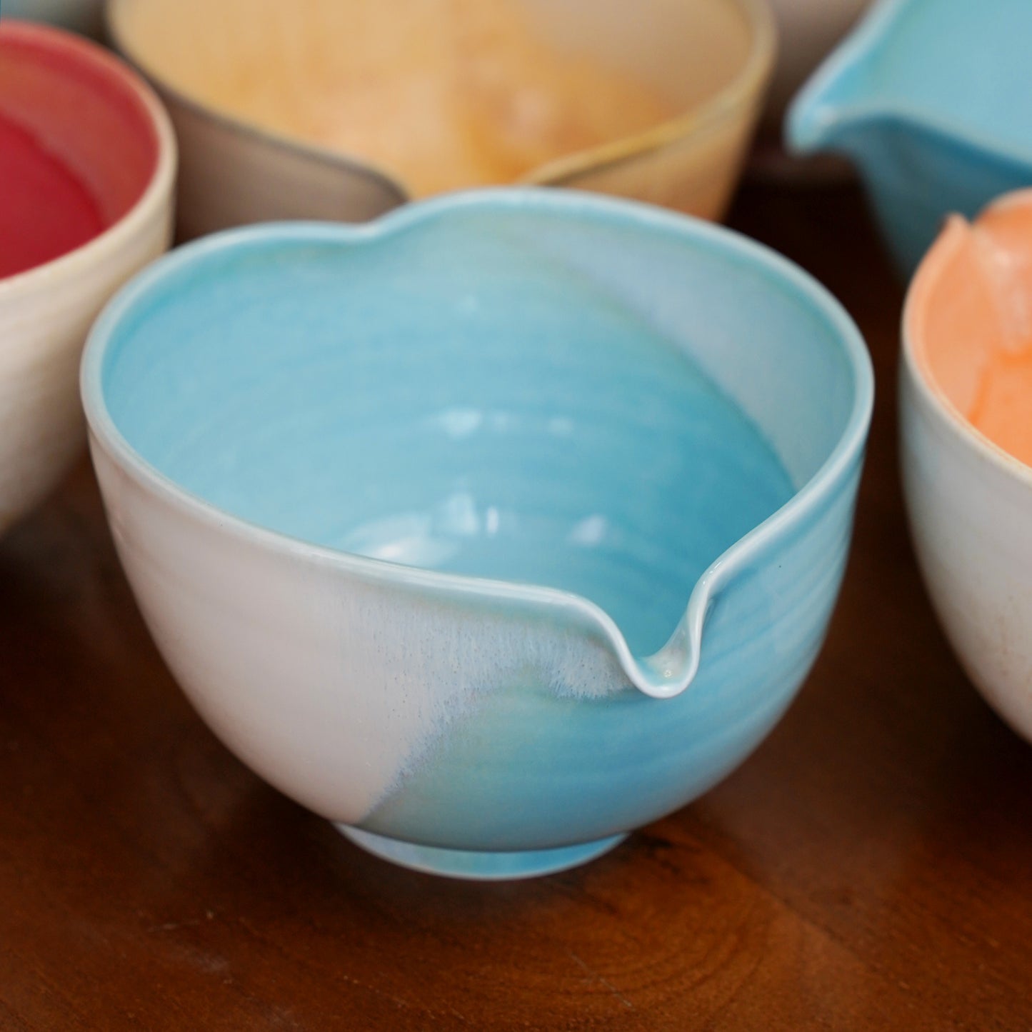 Blue heart shaped Matcha bowl Set