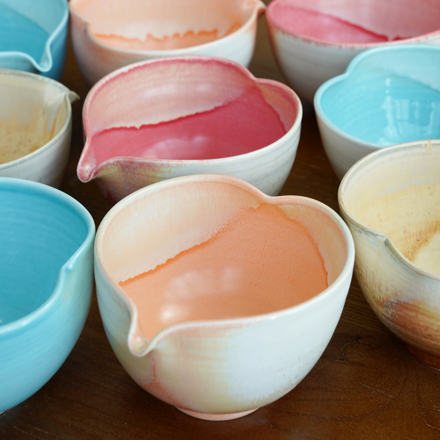 Orange Heart Shaped Matcha Bowl Set
