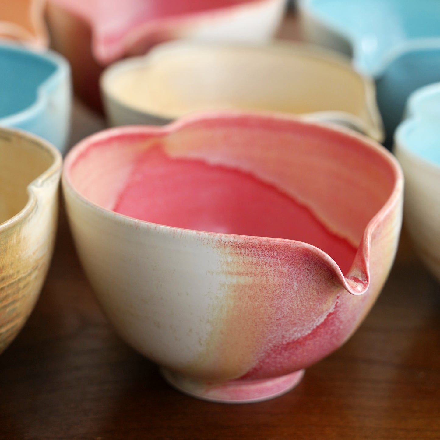 red-blue-brown-Heart-Shaped-matcha bowl