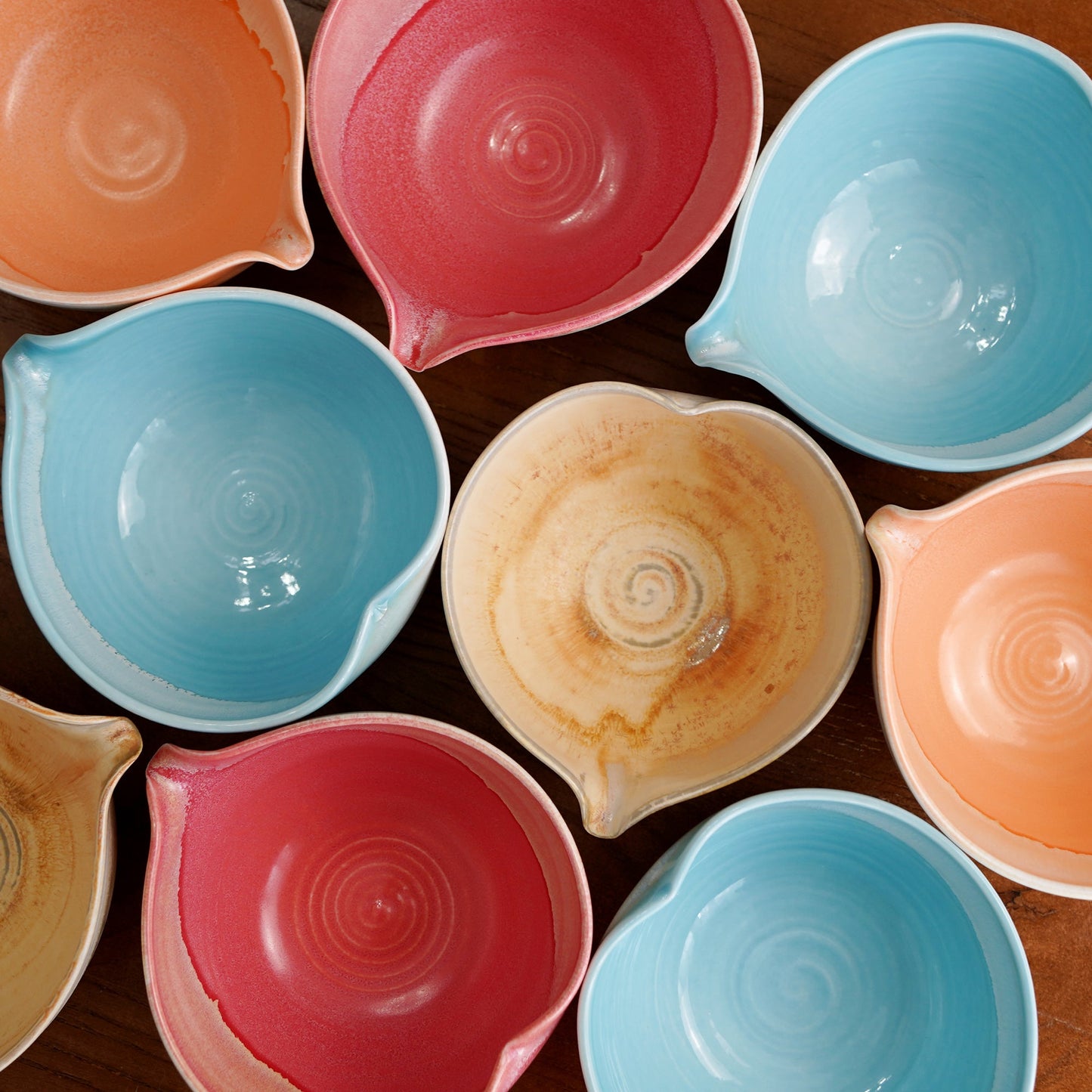 Blue heart shaped Matcha bowl Set Mudhandceramic