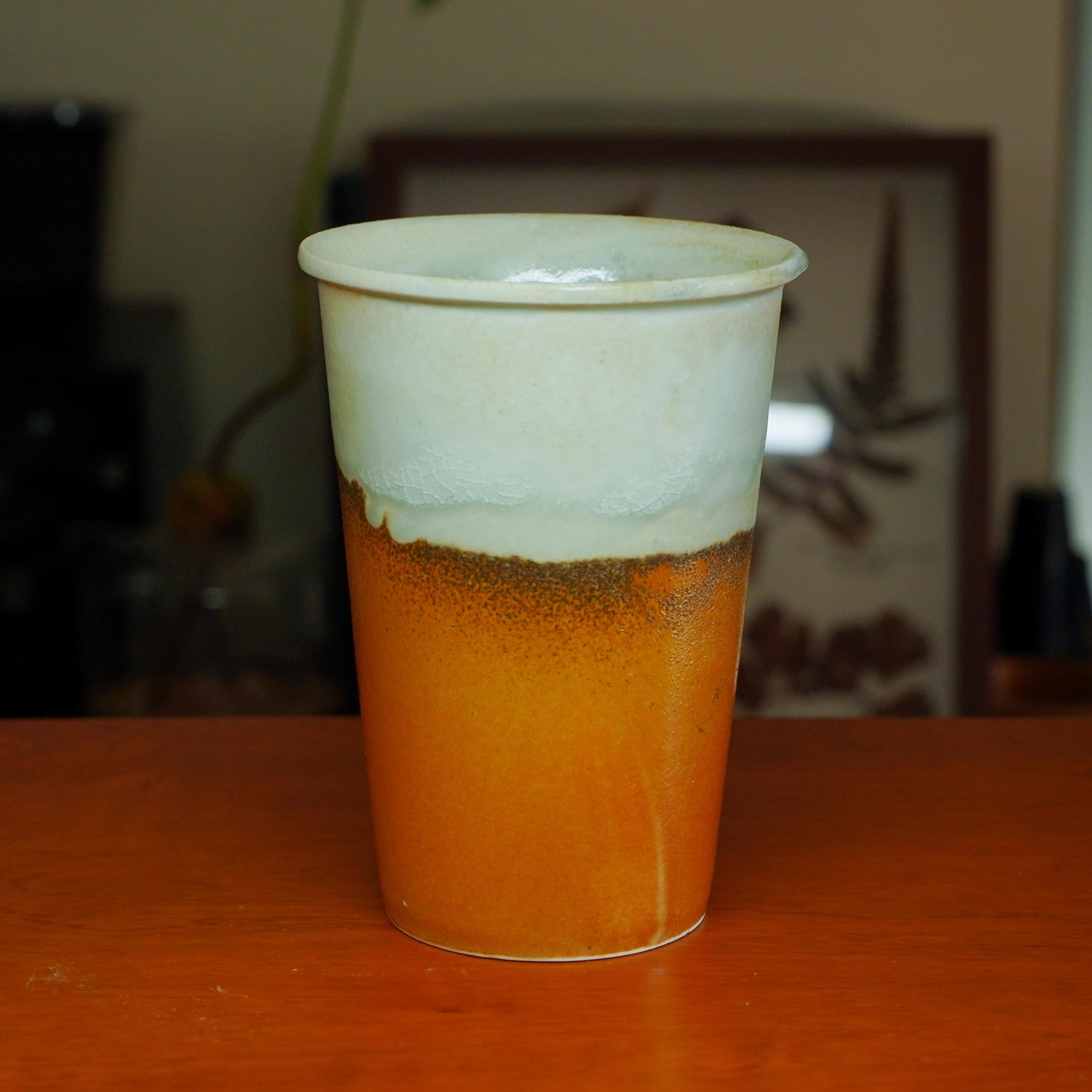 Ceramic Cup,Yellow White tea coffee mug, crackware and stoneware kiln texture, unique glaze,handmade pottery,porcelain,Travel Tumbler gift