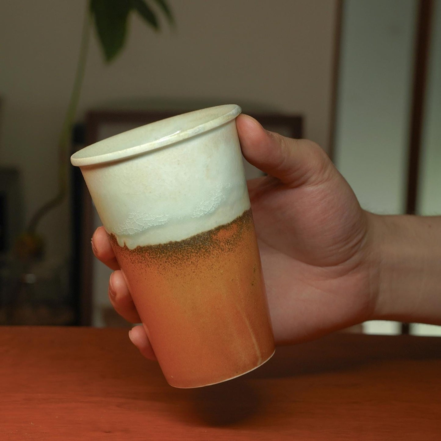 Ceramic Cup,Yellow White tea coffee mug, crackware and stoneware kiln texture, unique glaze,handmade pottery,porcelain,Travel Tumbler gift