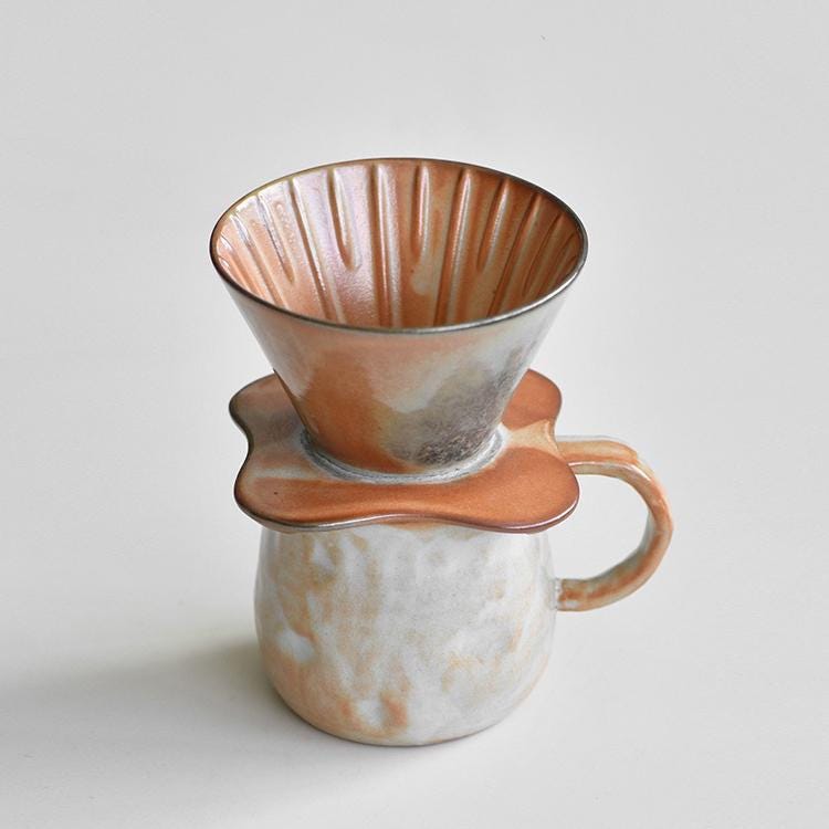 Ceramic Coffee dripper set,V60, Pour Over,Shino-yaki Mug,Coffee Server set,coffee Dripper,Pour Over Set,Coffee Gift Set,artwork gift for her