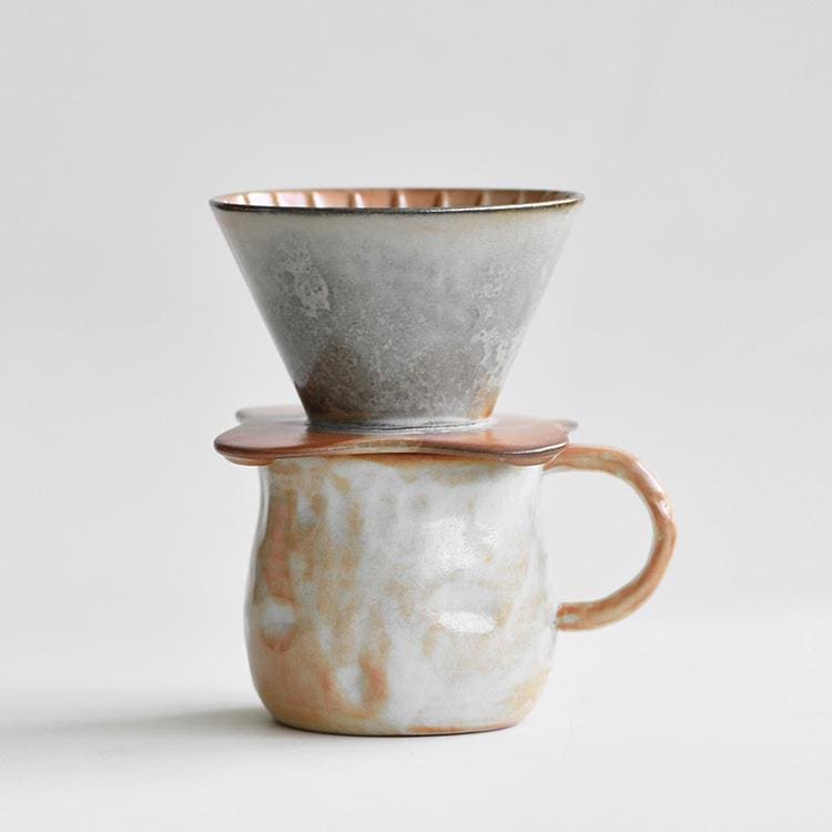 Ceramic Coffee dripper set,V60, Pour Over,Shino-yaki Mug,Coffee Server set,coffee Dripper,Pour Over Set,Coffee Gift Set,artwork gift for her