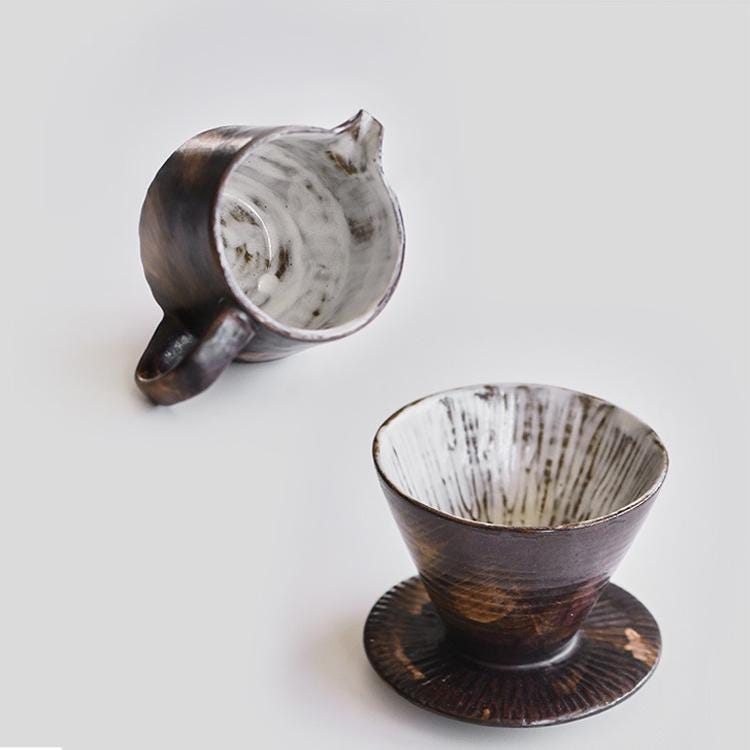 Ceramic Coffee dripper set, Modern Rustic Stoneware,Ceramic Pour Over, Coffee Server set,Pour Over Set,Coffee Gift Set,artwork gift for her