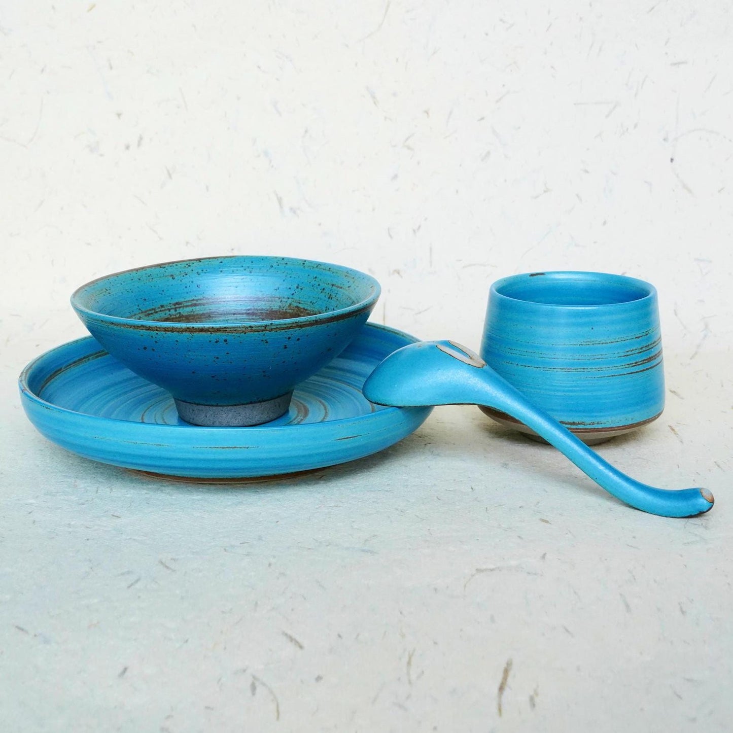 Dish Set of Four Dinnerware,Minimalist dish set,Ceramic Ramen Bowl,Plate,Cup, Single dish set, ceramic pottery,dinner set,handmade tableware