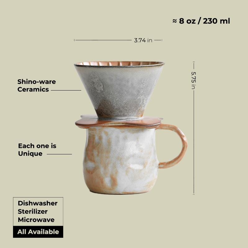 Ceramic Coffee dripper set,V60, Pour Over,Shino-yaki Mug,Coffee Server set,coffee Dripper,Pour Over Set,Coffee Gift Set,artwork gift for her