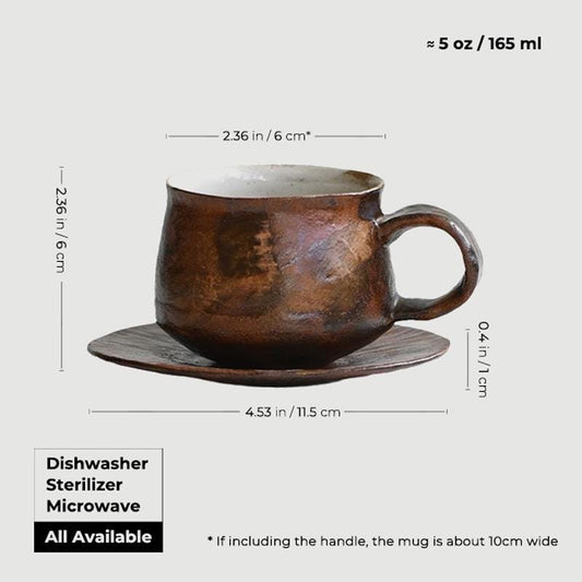 Ceramic Mug with Saucer,Make-up clay mug set,tea cup with saucer, expresso mug set ,5oz Latte Mug set,Mug with handle,Coffee Lover Gift