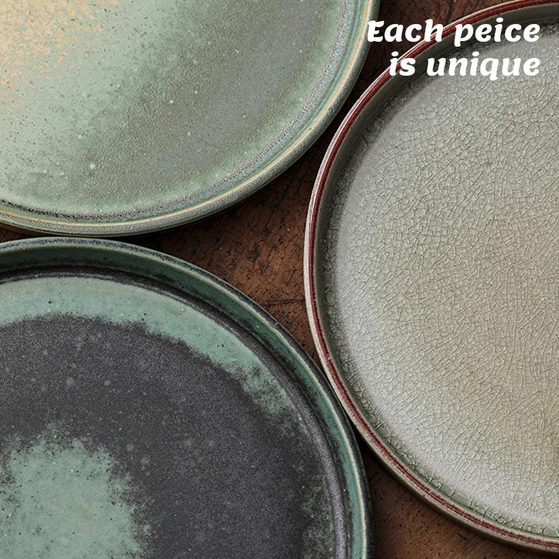 Pottery Dinner Plate,Sushi ceramic plate,Ceramic serving dish,Japanese ceramic dinnerware set,Steak Plate,pink ceramic set,Tableware setting