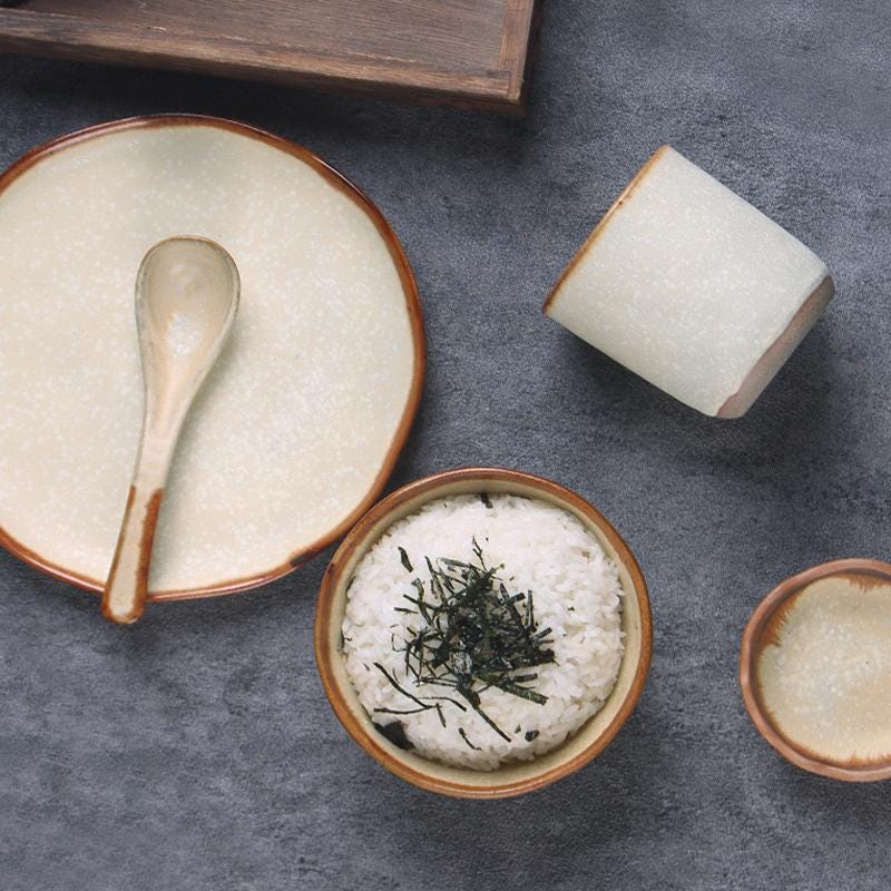 Handmade dinnerware, Organic Dinner tableware, Set of 5 Ceramic dish,Japanese Dinner set, Ceramic plate set, Set of plates,bowls,mugs,spoons