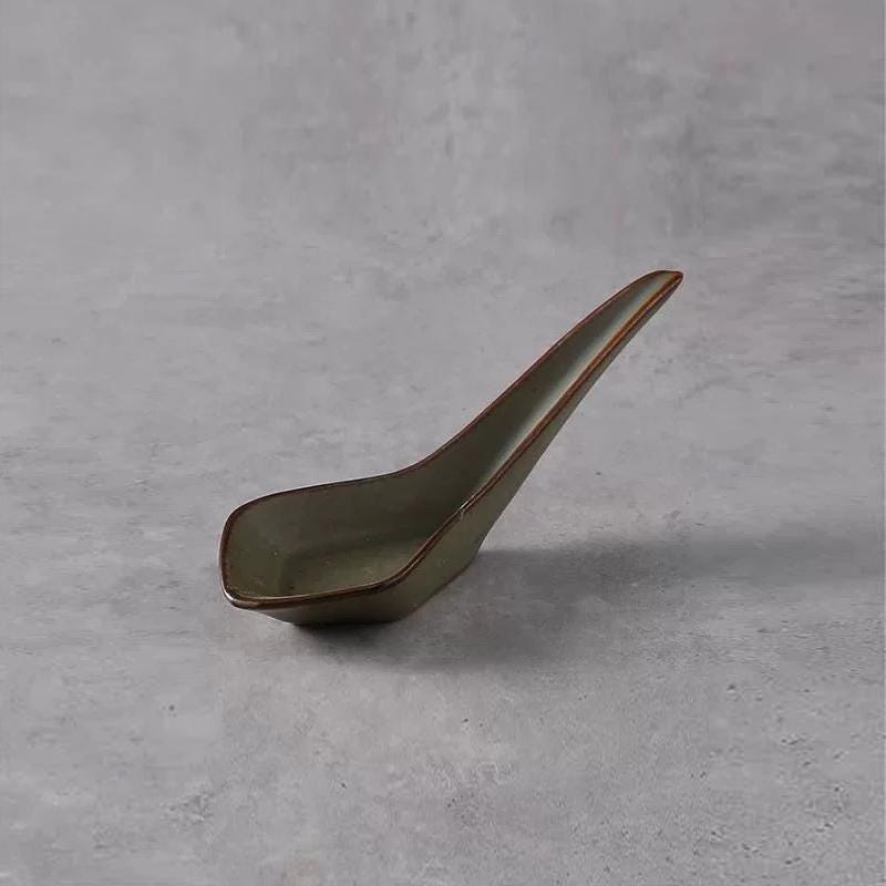Asian Ceramic Spoons Set of Three,ceramic ramen spoon,asian soup spoon,Dessert Spoons,pottery spoon,house warming spoon,Rustic Tableware