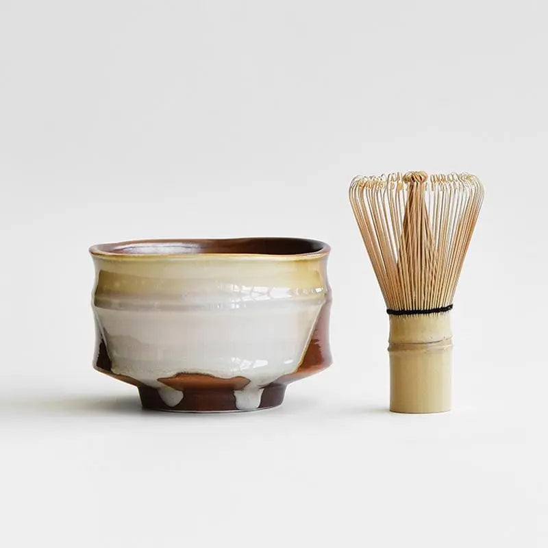 Brown Ceramic Matcha Set with Bamboo Whisk and Chasen Holder, matcha tea gift, matcha bowl Set,Matcha Kit Gift for her,Organic mixing bowl