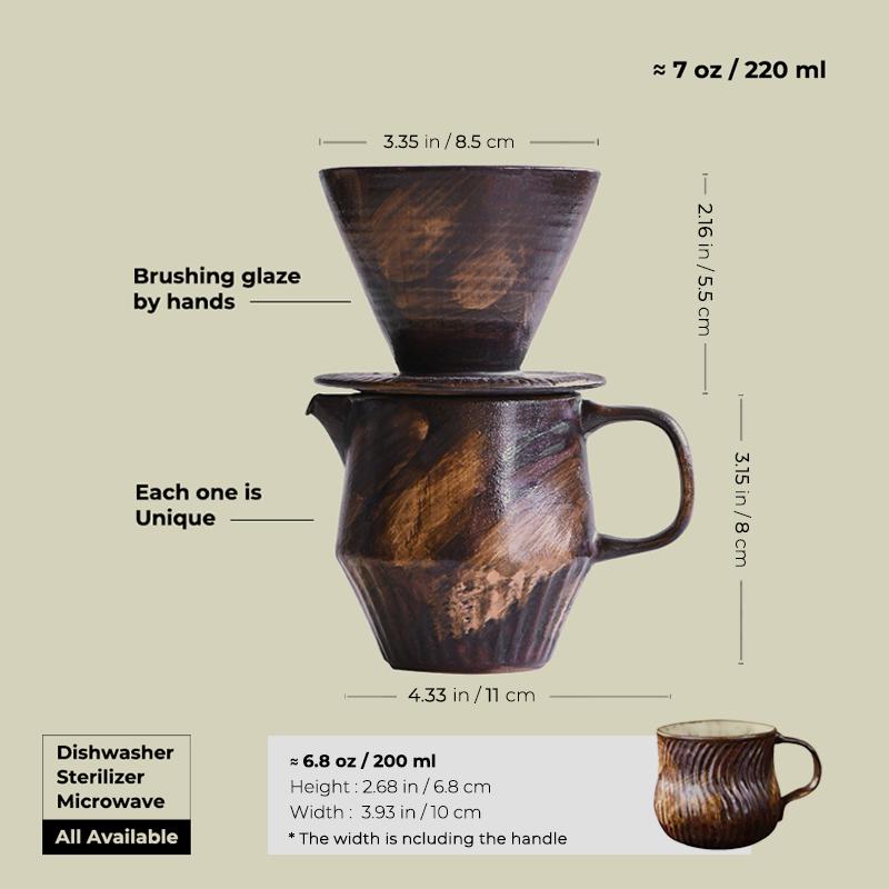 Ceramic Coffee dripper set, Modern Rustic Stoneware,Ceramic Pour Over, Coffee Server set,Pour Over Set,Coffee Gift Set,artwork gift for her