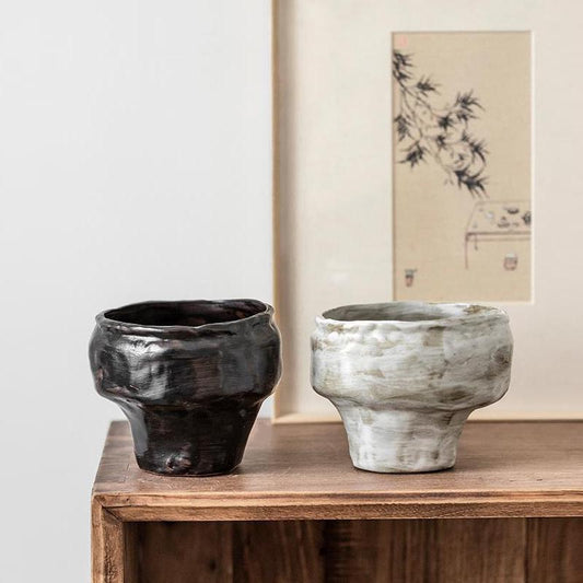 Retro Pottery vase, Miniature Pottery Vase for Mom,Dry flower vase,ceramic flower vase, Flower Pot,Decorative Vase,Minimalist White Vase