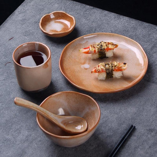 Handmade dinnerware, Organic Dinner tableware, Set of 5 Ceramic dish,Japanese Dinner set, Ceramic plate set, Set of plates,bowls,mugs,spoons