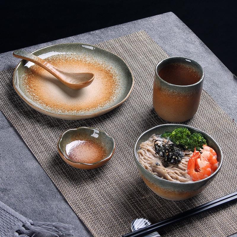 Handmade dinnerware, Organic Dinner tableware, Set of 5 Ceramic dish,Japanese Dinner set, Ceramic plate set, Set of plates,bowls,mugs,spoons