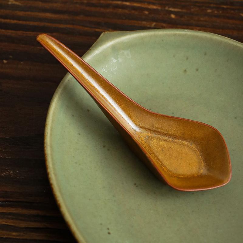 Asian Ceramic Spoons Set of Three,ceramic ramen spoon,asian soup spoon,Dessert Spoons,pottery spoon,house warming spoon,Rustic Tableware