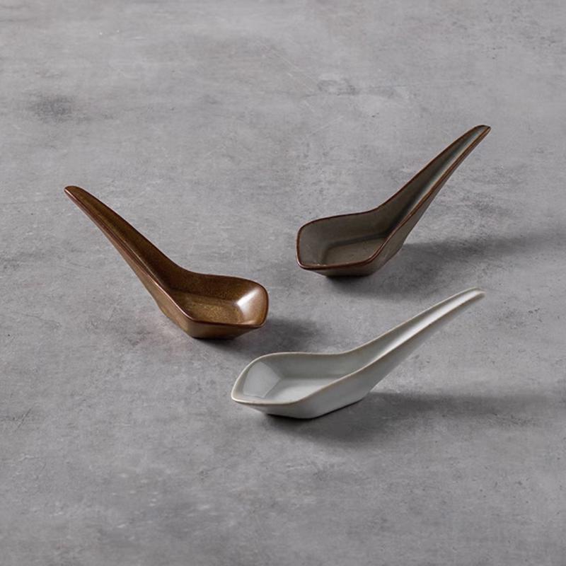 Asian Ceramic Spoons Set of Three,ceramic ramen spoon,asian soup spoon,Dessert Spoons,pottery spoon,house warming spoon,Rustic Tableware