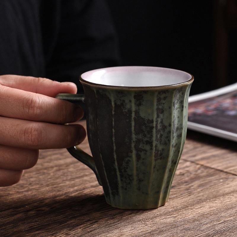 10oz Handmade pottery Mug with handle,Pottery Coffee Mug with Handle,black Stoneware Mug,ceramic rustic mug,couple mug set,Coffee Lover Gift