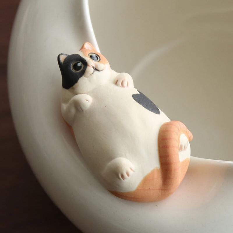 Ceramic Cat dish,handmade cat Jar,cat plate,Cat Ring Dish,tea bag holder,organizer,Cute Ramen bowl,Serving Plate for Salad,Cat Lover Gift