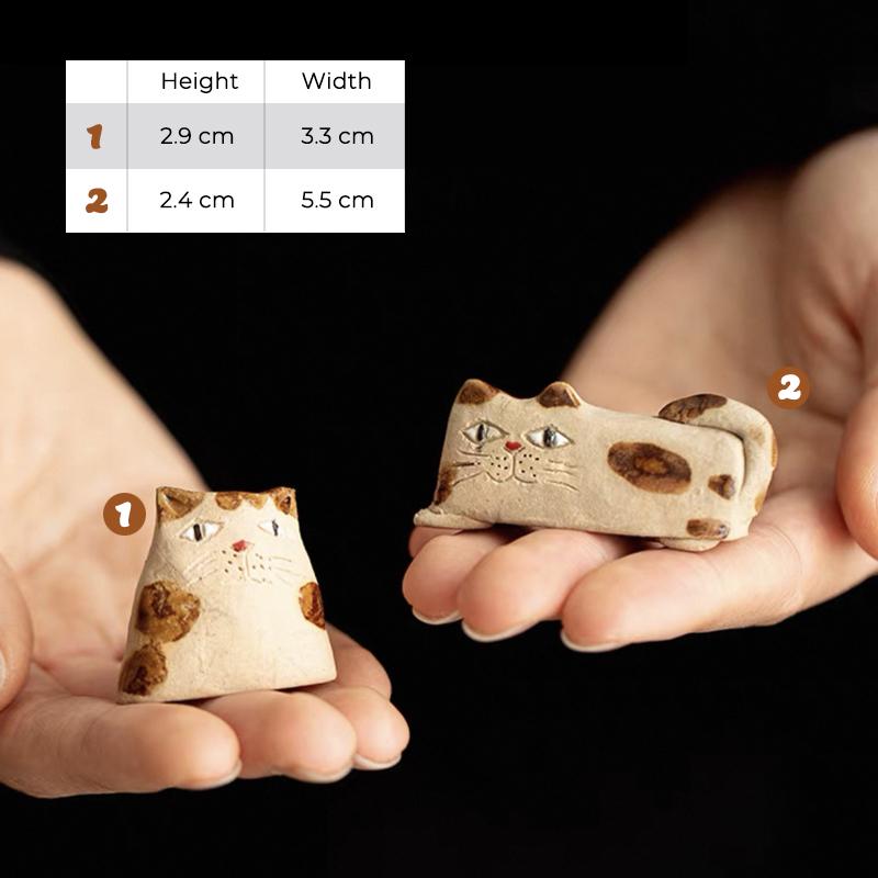Cute ceramic cat figurines, Handmade small Ceramic Cat Figurine, Cat Shelf Decor, tiny cat sculpture,Porcelain Figurines,Gift for Cat Lovers