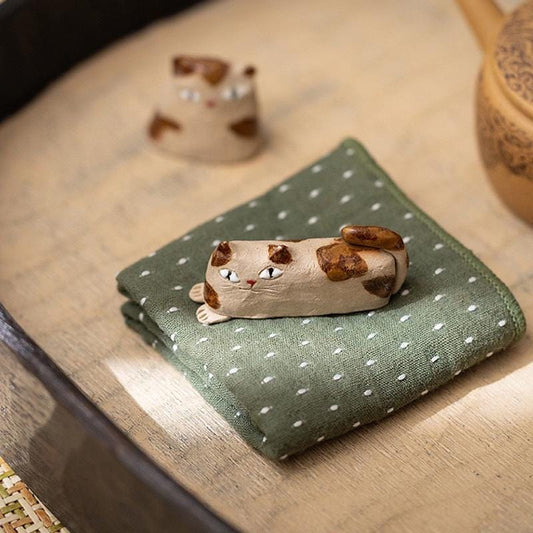 Cute ceramic cat figurines, Handmade small Ceramic Cat Figurine, Cat Shelf Decor, tiny cat sculpture,Porcelain Figurines,Gift for Cat Lovers