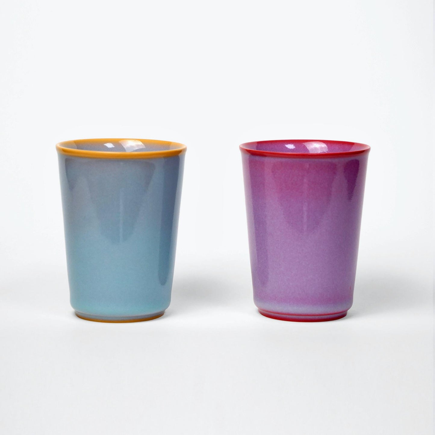 Ru ware porcelain, Ceramic Travel Mug with Silicone Lid,Fits in Cup Holder,Red blue couple mug,Lidless Cup ,9oz To Go Cup,Pottery Eco Mug
