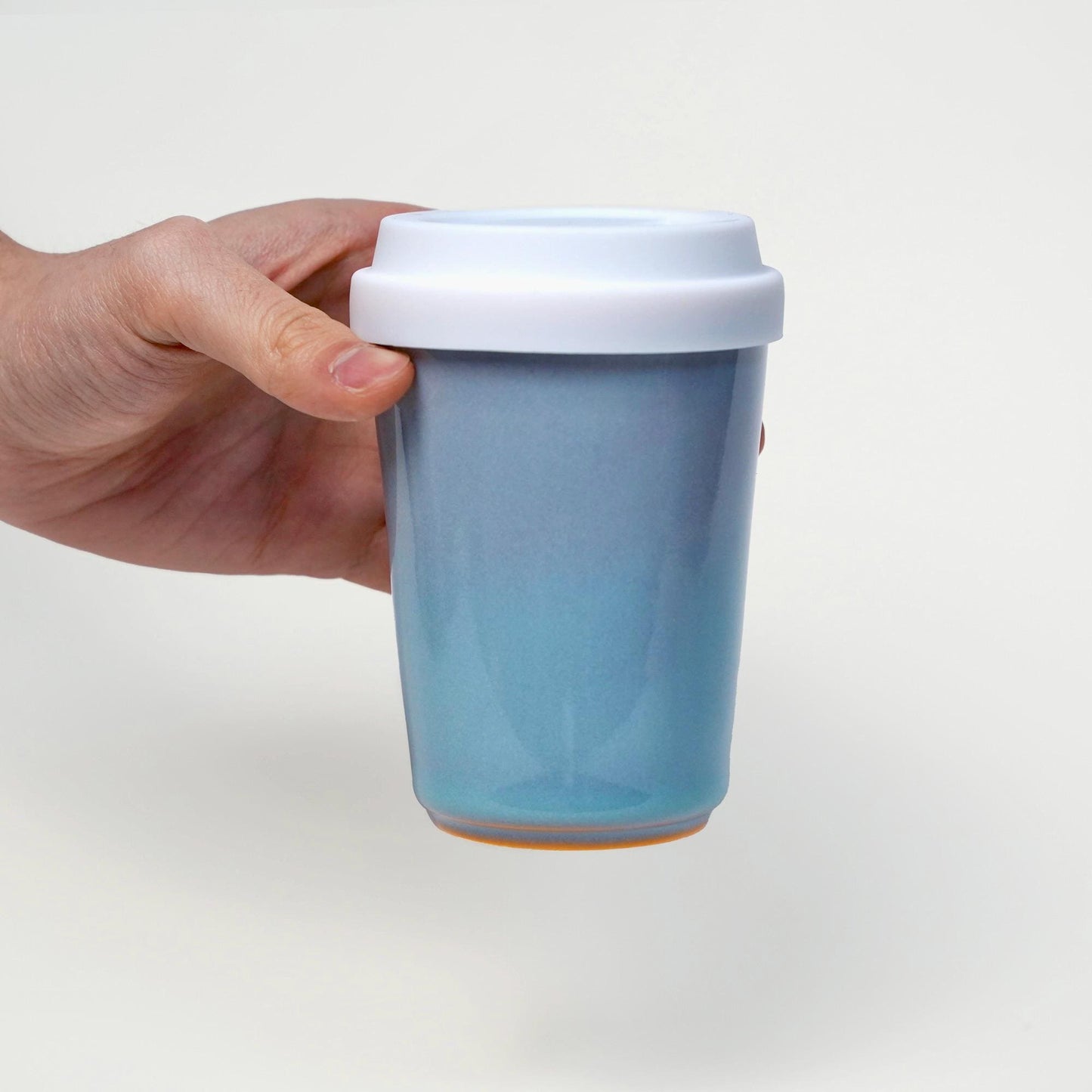 Ru ware porcelain, Ceramic Travel Mug with Silicone Lid,Fits in Cup Holder,Red blue couple mug,Lidless Cup ,9oz To Go Cup,Pottery Eco Mug