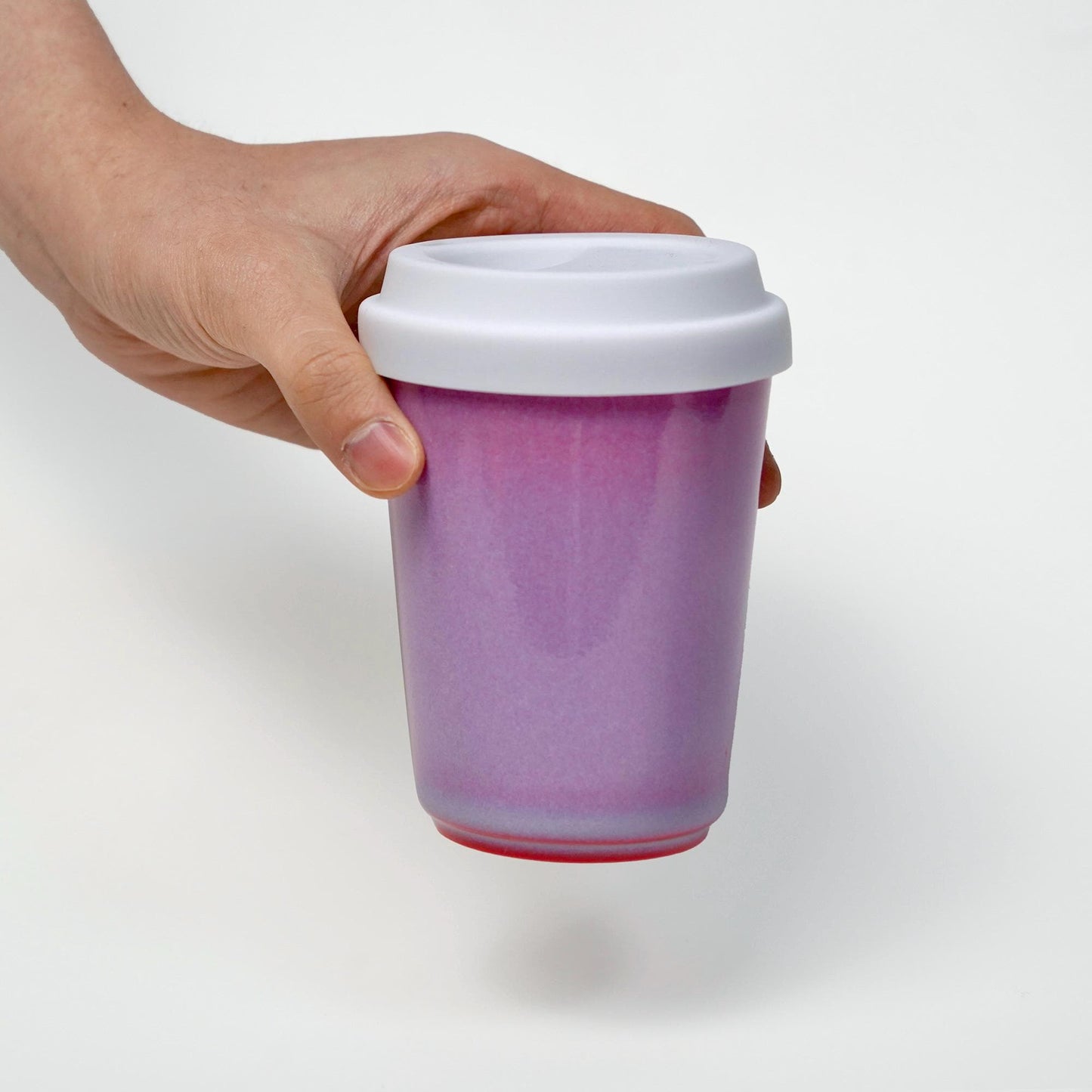 Ru ware porcelain, Ceramic Travel Mug with Silicone Lid,Fits in Cup Holder,Red blue couple mug,Lidless Cup ,9oz To Go Cup,Pottery Eco Mug