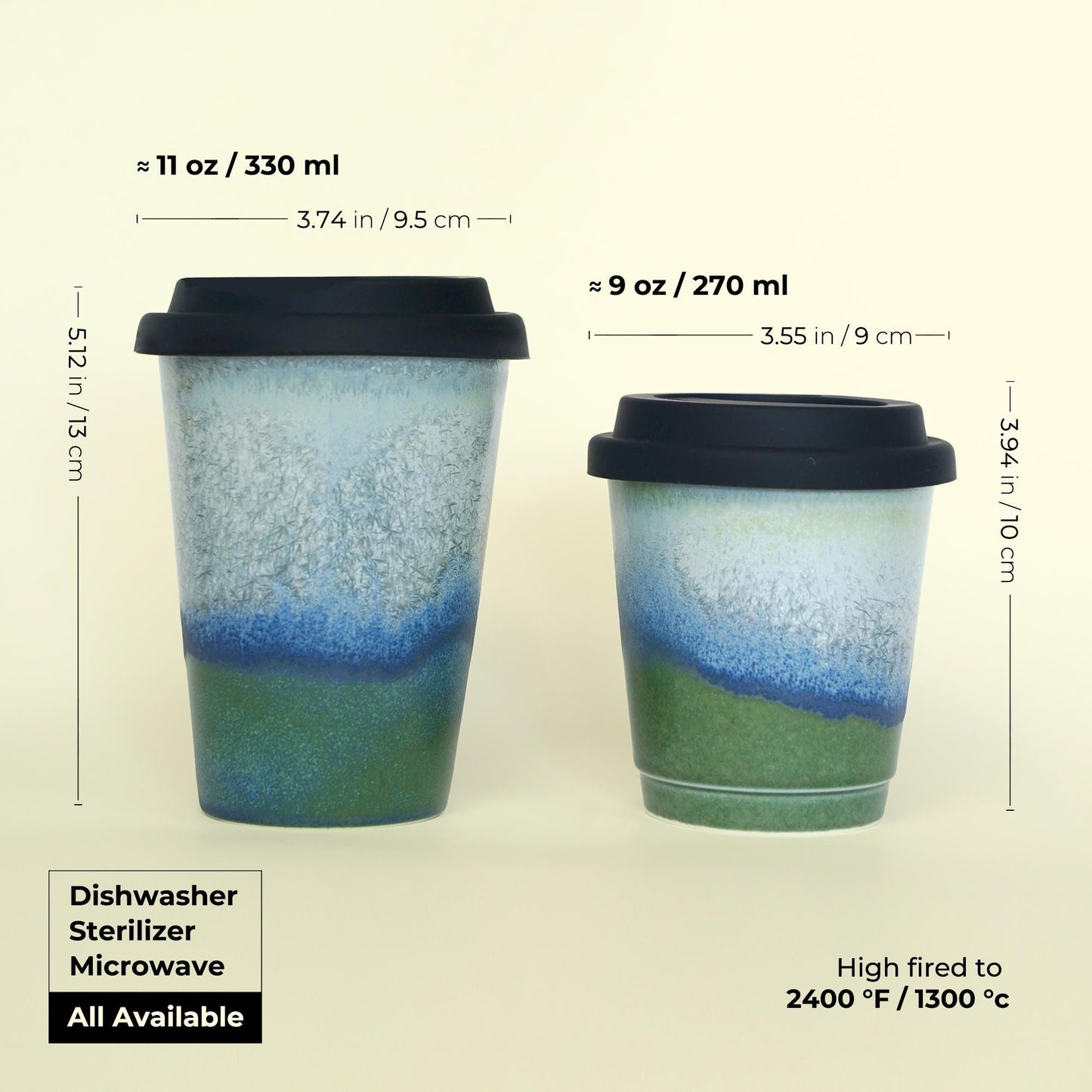 9oz-vs-11oz-green-ceramic-mugs-size- capacity-comparison