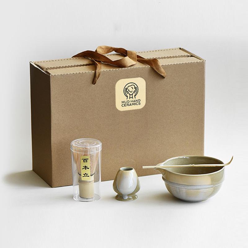 Green Ceramic Matcha Bowl Set with Spout,Bamboo Whisk and Chasen Holder,matcha tea kit,matcha set,mixing bowl,Green Matcha Whisk Set 400ml