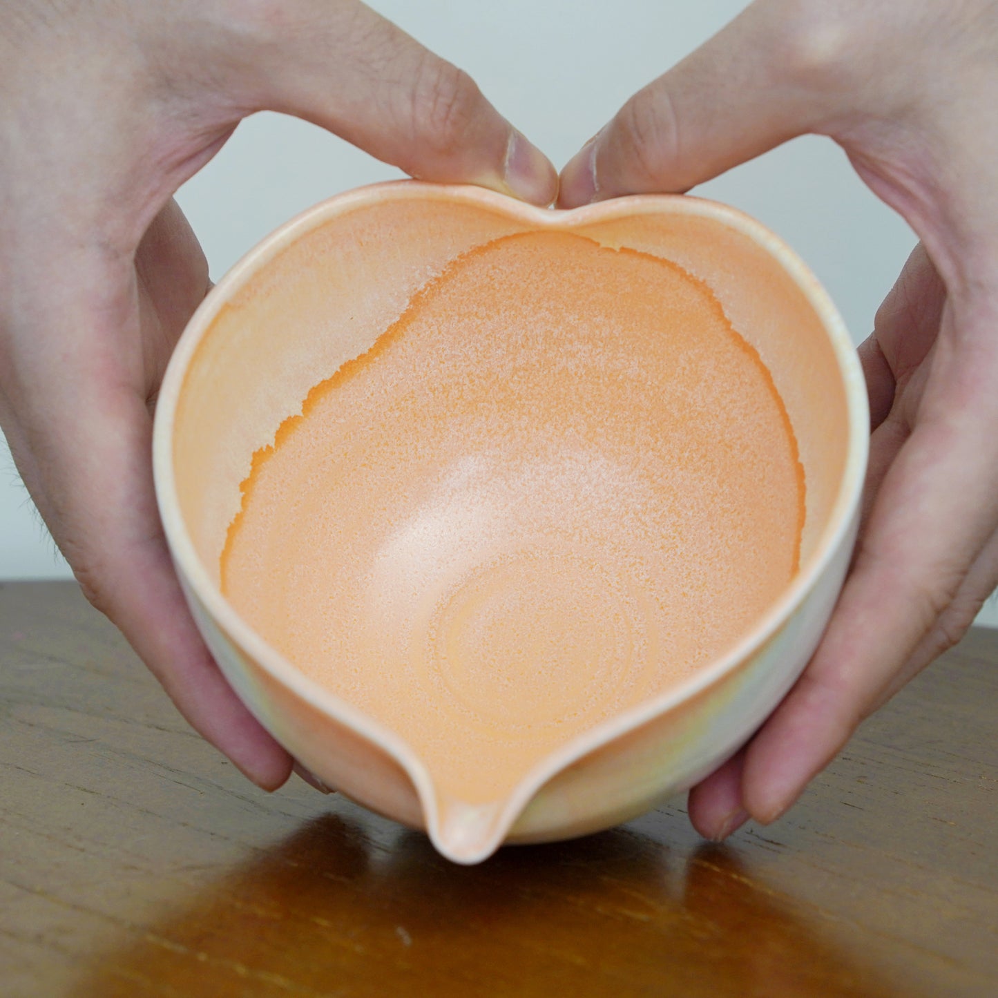 Orange Heart Shaped Matcha Bowl Set