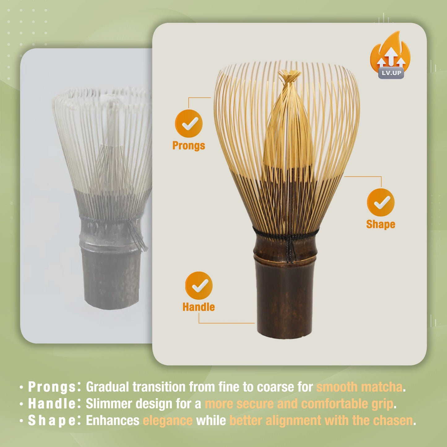 MUDXHAND Matcha Whisk, Handcrafted Bamboo Whisk for Master Tea Chasen MUDxHAND