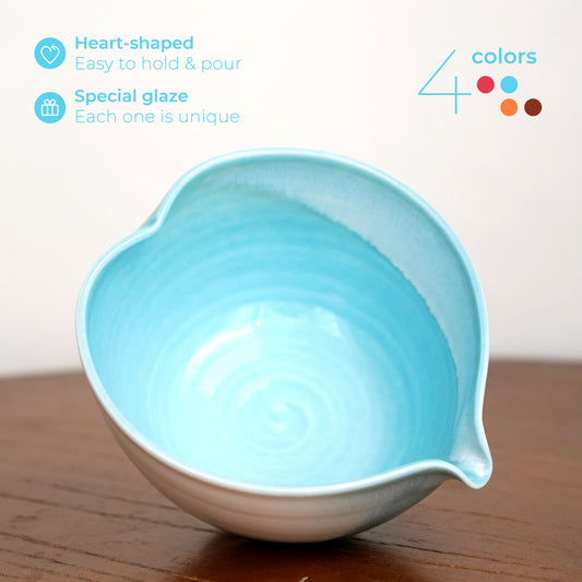 Blue heart shaped Matcha bowl Set