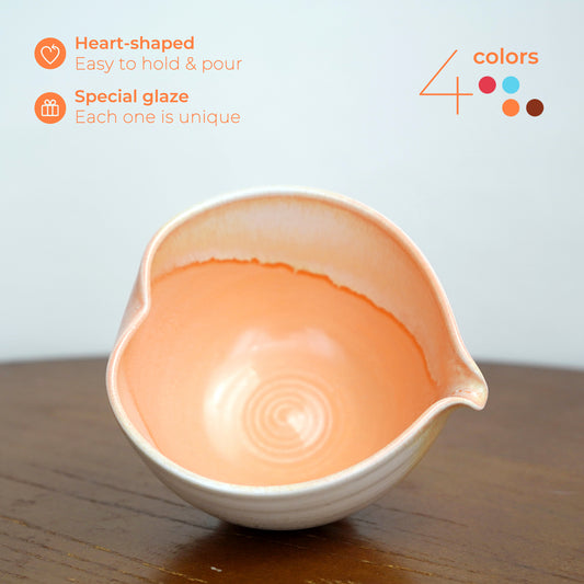 Orange Heart Shaped Matcha Bowl Set