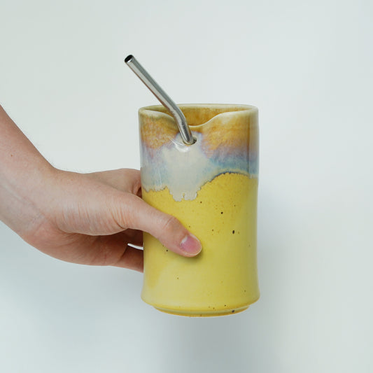 18oz Ceramic iced coffee Cup With Straw, iced Coffee Cocktail Cup