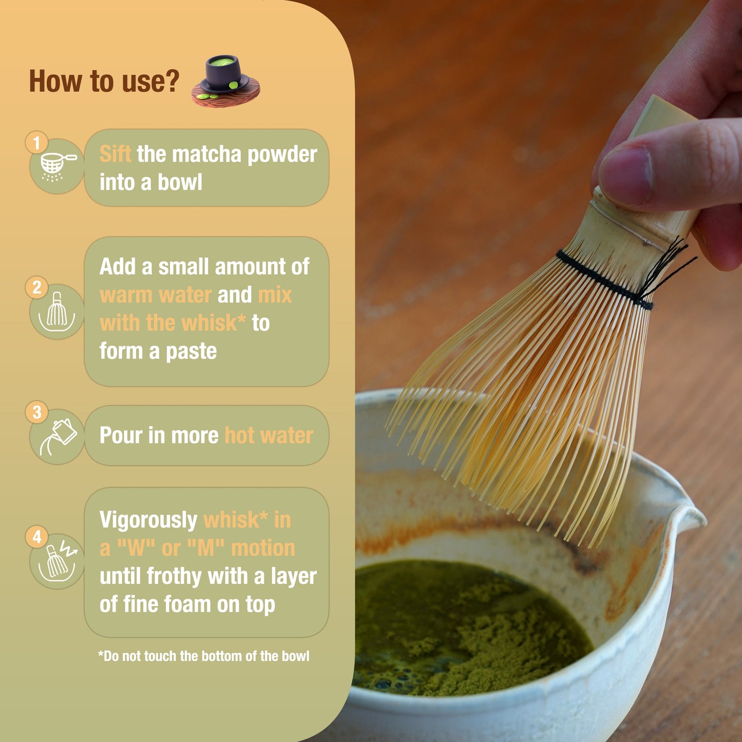 MUDXHAND Matcha Whisk, Handcrafted Bamboo Whisk for Master Tea Chasen MUDxHAND