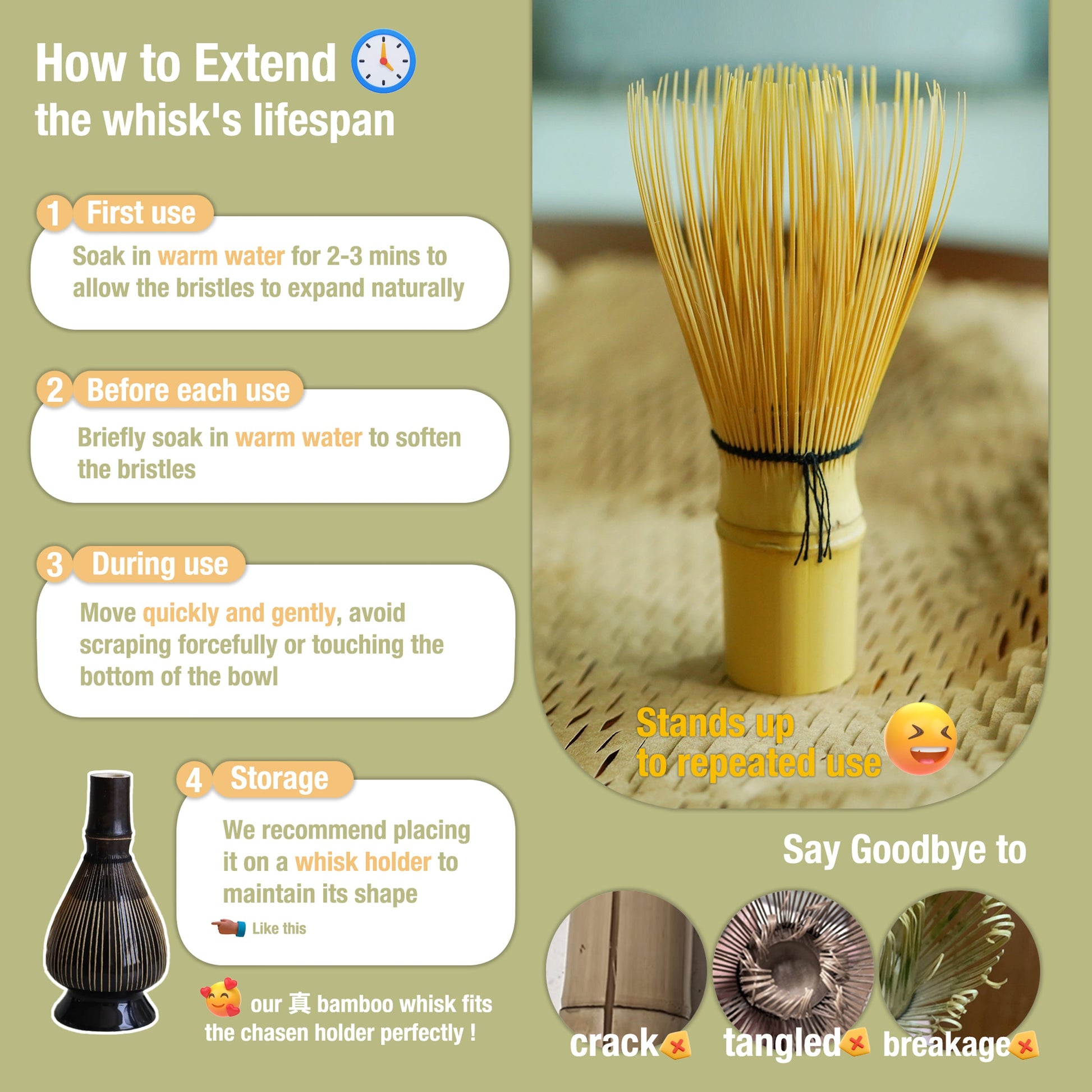 MUDXHAND Matcha Whisk, Handcrafted Bamboo Whisk for Master Tea Chasen MUDxHAND