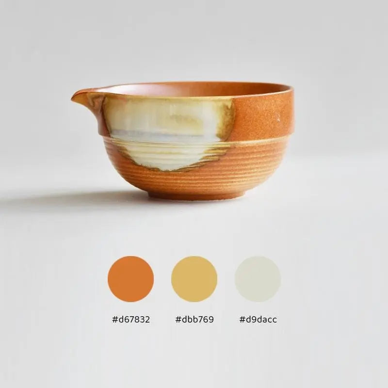 caramel Glazed Chawan Pouring Bowl - Handmade Ceramic Matcha Bowl for Authentic Tea Whisking
