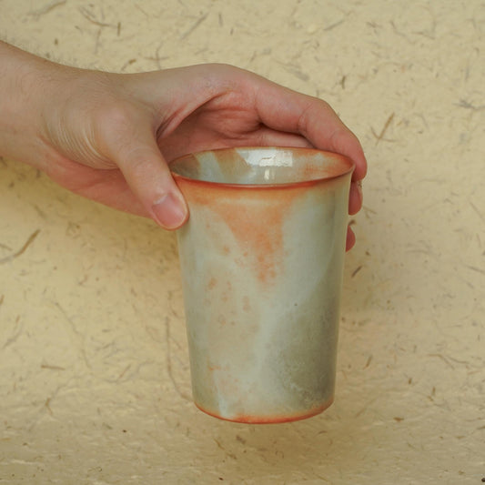 Orange and Flame Red kiln change Ceramic Cup tea coffee mug, fire texture and unique glaze,handmade pottery,stoneware,Travel Tumbler