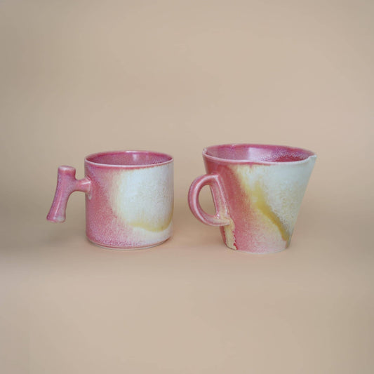 coffee Mug with handle, mini ceramic mug,set of 2 mug , Unique Coffee Mugs for expresso shot,hot tea mug set,red floral mug, cappuccino cup