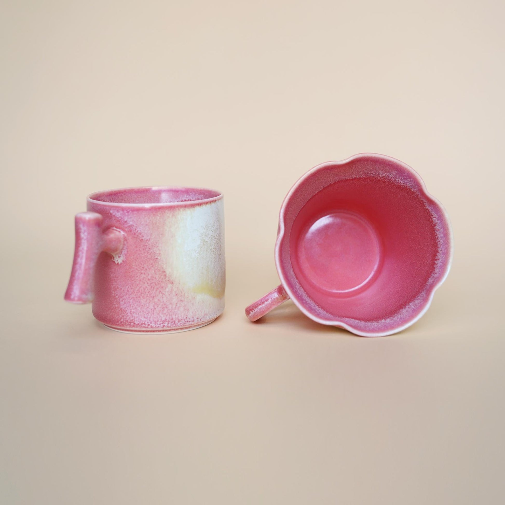 coffee Mug with handle, mini ceramic mug,set of 2 mug , Unique Coffee Mugs for expresso shot,hot tea mug set,red floral mug, cappuccino cup