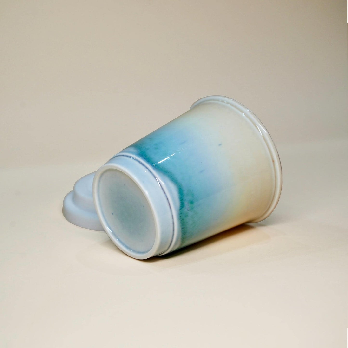 Ceramic Travel Mug with Lid,heat band,Sea Beach Pottery Travel mug,Reusable Pottery To Go Coffee Mug,eco travel Mug,take away mug,keep mug