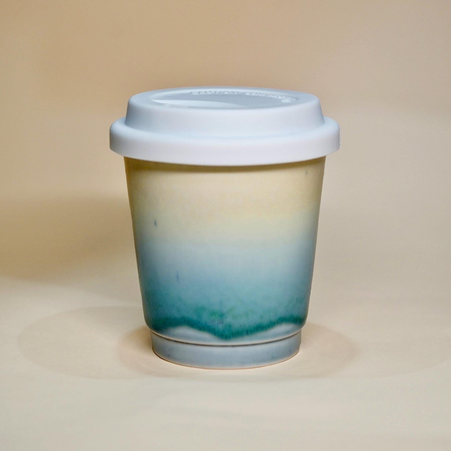 Ceramic Travel Mug with Lid,heat band,Sea Beach Pottery Travel mug,Reusable Pottery To Go Coffee Mug,eco travel Mug,take away mug,keep mug