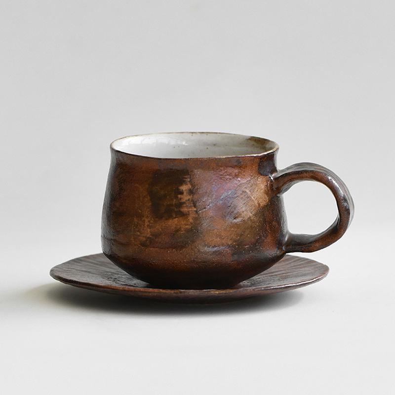 Ceramic Mug with Saucer,Make-up clay mug set,tea cup with saucer, expresso mug set ,5oz Latte Mug set,Mug with handle,Coffee Lover Gift